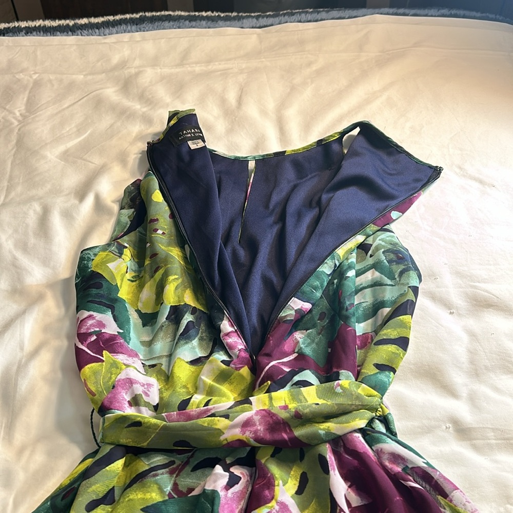 TAHARI Arthur Levine Ladies Sleeveless Floral Front Tie Dress size 8 - Picture 8 of 9